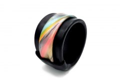 Texture SS20 - Hand-painted leather bangle - Black rainbow