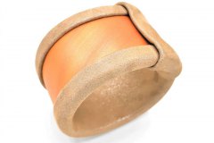 Texture Collection - Hand-painted leather bangle - Orange sunshine