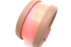 Texture Collection - Hand-painted leather bangle - Coral pink